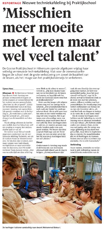 20221102 Reportage Nieuwe techniekafdeling bij Praktijkschool pagina 2 Regio G&E